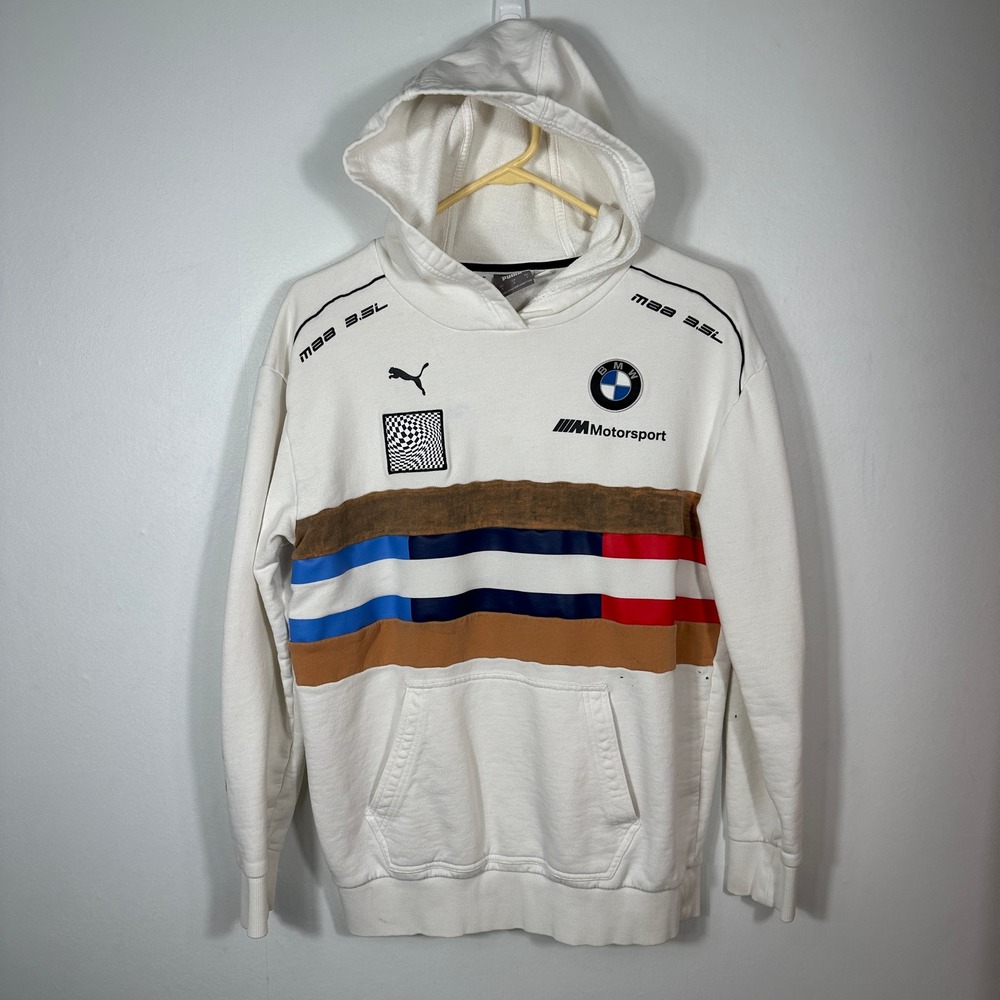 Puma BMW Motorsport Hoodie Mens‎ Small White Good Racing Graphic Pullover